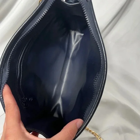 Celine Monogram Canvas Crossbody Clutch in Black and Brown with Gold Chain - Picture 6 of 16